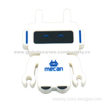 Custom Robot Shape USB flash drive, made of soft PVC material, OEM orders welcome
